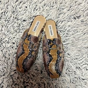 Steve Madden snake print mules